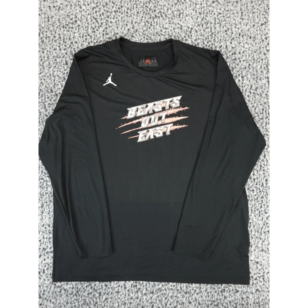 Jordan Beasts Out East Black Long Sleeve‎ Performance Shirt Mens XL Jumpman Logo